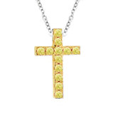 "Joy" 18kt Yellow Gold and 1/3ctYellow Sapphire Cross Pendant