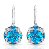 &eacute;lan "Ivy" Sterling Silver and Brilliant Diamond  18 Carat Swiss Blue Topaz Earrings