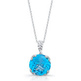 &eacute;lan "Ivy" Sterling Silver and Brilliant Diamond 17Carat Swiss Blue Topaz Pendant