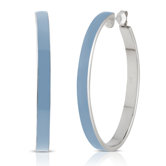 Carnival Sterling Silver and Enamel Oval Hoop Earrings in Ice Blue