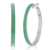 Carnival Sterling Silver and Enamel Oval Hoop Earrings in Mint