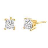 Carat Princess Cut Diamond Stud Earrings in Yellow Gold