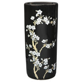 18" Flower Blossom Umbrella Stand in Shiny Black