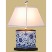 16" Vase Lamp in Blue and White