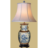 27" Vase Lamp in Blue and White