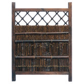 Japanese Dark Stain Wood and Bamboo Garden Gate