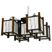 Watashi 5 Light Japanese Hanging Lantern Chandelier