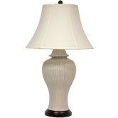Carinated Vase Lamp in Distressed Ivory