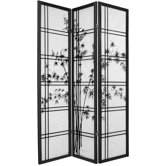 72" Double Crossed Bamboo Tree Room Divider in Black