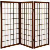3 Feet Tall Window Pane Shoji Screen in Walnut