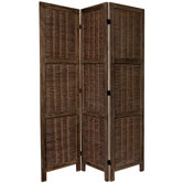 6 Feet Tall Bamboo Matchstick Woven Room Divider in Burnt Brown