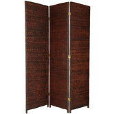 Rush Grass Woven Room Divider in Dark Brown
