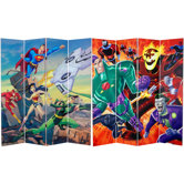 Tall Double Sided Justice League Canvas Room Divider