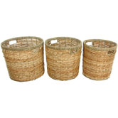 Rush Grass Round Waste Bin (Set of 3)