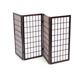 3 Feet Tall Window Pane Shoji Screen in Walnut