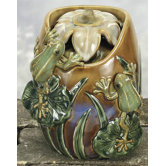 Porcelain Frogs in Lily Pond Water Fountain