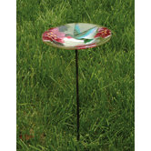 Bird Bath Stake HumBird in Glass