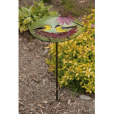 Bird Bath Stake Finches Coneflower in Glass