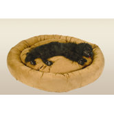 Round Bolster Pet Bed in Solid Microsuede