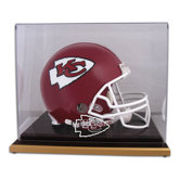 NFL Wood Base Helmet Logo Display Case