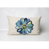 Daisy Rectangle Indoor/Outdoor Pillow in Aqua