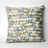Amour Square Indoor/Outdoor Pillow in Blue