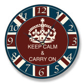 Round Keep Calm and Carry On Wall Clock