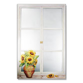 Faux Window Mirror Screen with Sunflowers
