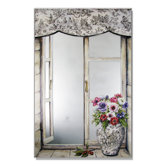 Faux Window Mirror Screen with Toile Vase