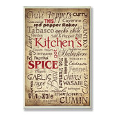 Kitchen and Spice Words Typography Wall Plaque