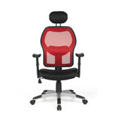Chefsessel h&ouml;henverstellbar "Florenz" in Schwarz / Rot / Aluminium lackiert