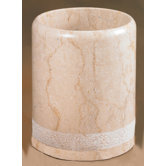 Champagne Marble Spa Hand Carved Waste Basket