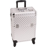 Diamond Pattern Professional Rolling Cosmetic Makeup Case with Removable Tray and Divider