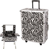 Zebra Pattern Professional Rolling Studio Makeup Train Case