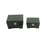 Leather Jewelry Box with Snake Design in Distressed Black (Set of 2)