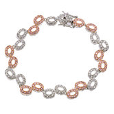 cubic zirconia and Rose Gold Plated Oval Link Bubble Bracelet