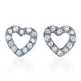 Shimmering Brilliant Pave Puffed Plated Heart Stud Earrings