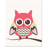 ZigZag Belly Owl on Tree Art Print