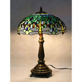 Stained Glass Blue Dragonfly Table Lamp