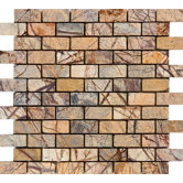 1" x 2" Tumbled Marble Mosaic in Rain Forest Brown