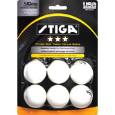 Three-Star White Table Tennis Ball (Pack of 6)