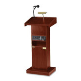 Presentation Lectern, 22"x17"x46", Medium Oak/Mahogany