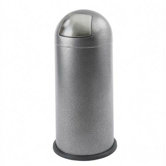 Push Top Dome Receptacle, 15 Gal, 16-1/2"x35", Black/Silver
