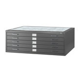 53.5" W Five-Drawer Steel Flat File with Optional Closed Base