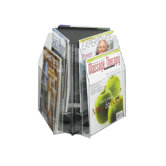 Safco Clear Magazine Table Display with 6 Pockets (2-Tier Triangular)