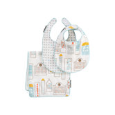 Skyline Bib and Burp Set in Light Blue