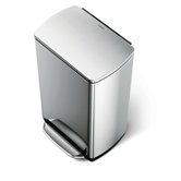 Rectangular Step Trash Can in Brushed Stainless Steel