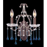 Opulence  Candle Wall Sconce in Rust and Aqua Crystal