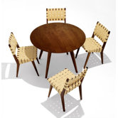 Jens Risom 5 Piece Round Dining Table with Risom Side Chairs