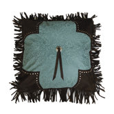 Cheyenne Scalloped Faux Tooled Pillow with grommet in Turquoise